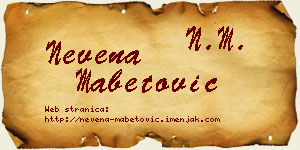 Nevena Mabetović vizit kartica